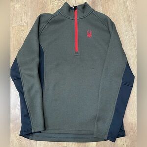 Mens Spyder Outbound Half Zip Fleece Sweater Black Gray men's size XL